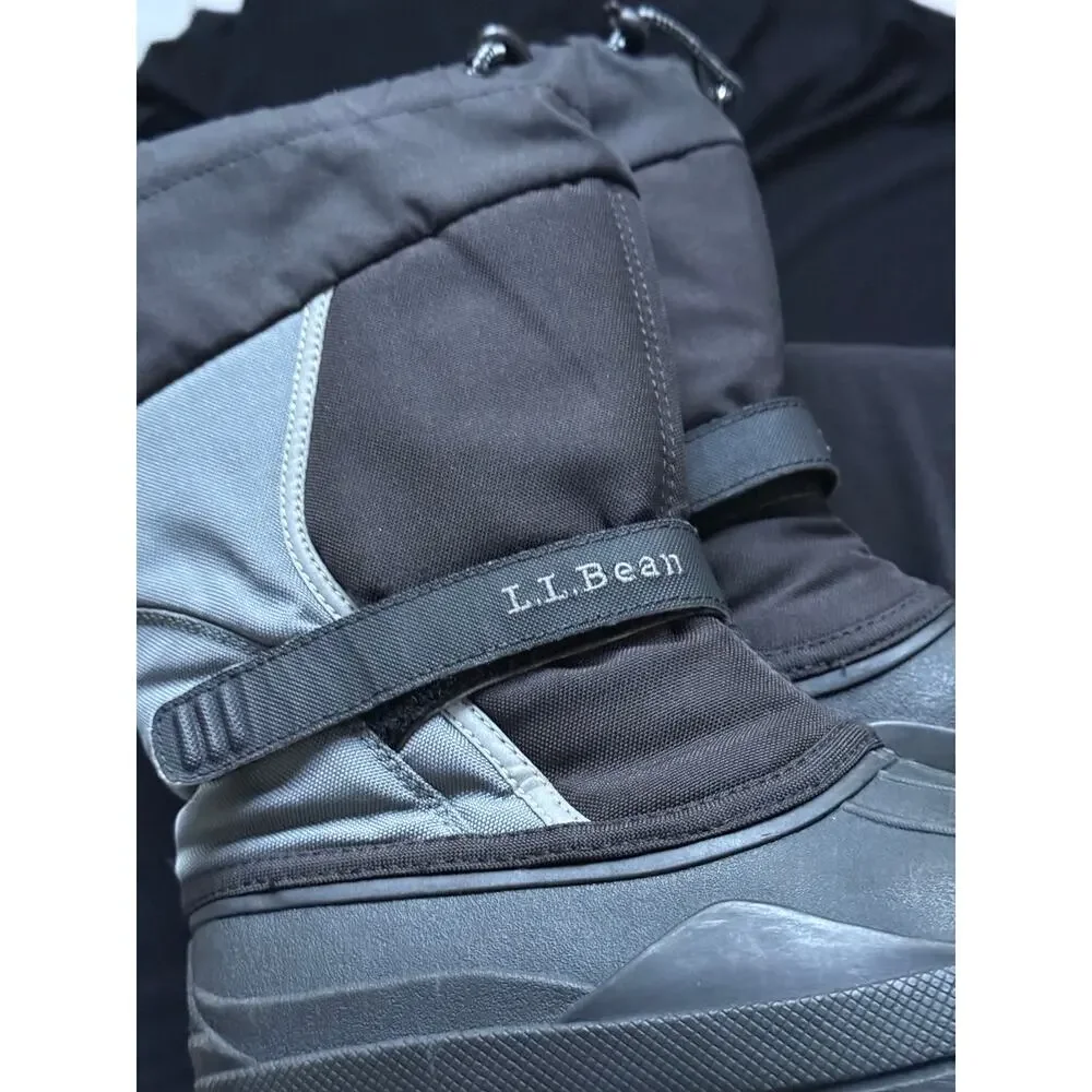 L.L. Bean Kids Size 4 Winter Snow Boots Waterproof Insulated Black Gray